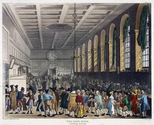 Intérieur de la douane, Londres, 1808