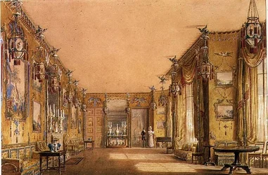 Intérieur du salon jaune au pavillon de Brighton, c.1820