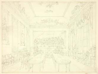 Étude pour Trinity House, de Microcosm of London (recto); Croquis architectural de façades de maisons en rangée (verso)