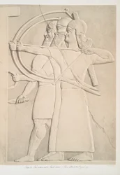 Deux archers et un porte-bouclier, 1849