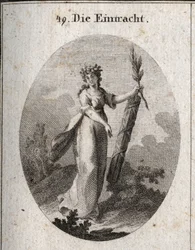 Allégorie de la concorde représentée avec une couronne de grenades, emblème de l