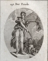 Allégorie de la paix. Elle porte une couronne d