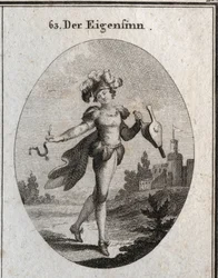 Allégorie du caprice. Son costume et ses plumes marquent l