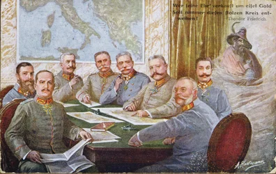 Généraux et chefs militaires autrichiens et allemands de la Première Guerre mondiale, groupés autour de Hindenburg et Mackensen, 1915