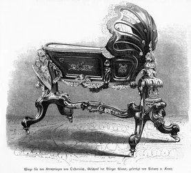 Lit de bébé du prince héritier autrichien, illustration de Leipziger Illustrirte Zeitung, 1859