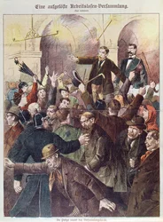 La police dispersant une réunion de protestation de travailleurs sans emploi, 1897