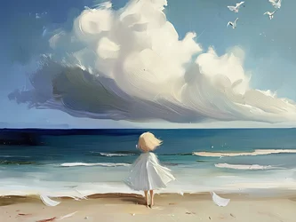 Une jeune fille regardant la mer