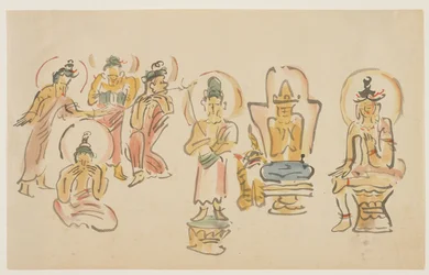 (Caricatures du temple Asakusa Kannon A), vers 1900
