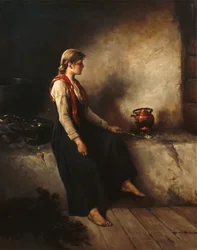 Fille près de la cheminée