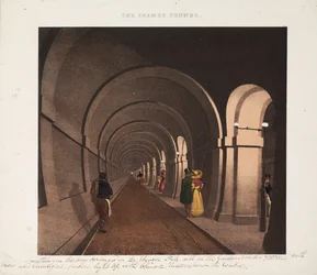 Le tunnel de la Tamise, gravé par J.D. Harding, vers 1835