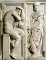 Prophète et Ignudo (bas-relief en marbre)