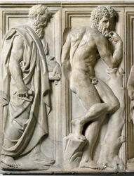 Prophète et Ignudo (bas-relief en marbre)