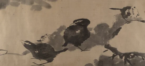 Oiseaux dans un étang de lotus