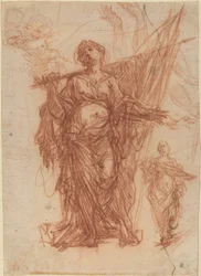 Sainte femme portant une bannière (recto)