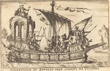 Agamemnon et Ménélas conduits par Vulcain