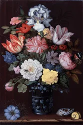 Nature morte florale avec coquillages