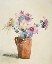 Fleurs roses dans un vase