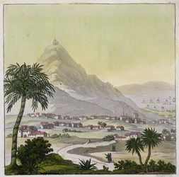 Vue de la ville de Lima, Pérou, tirée de « Le Costume Ancien et Moderne », volume II, planche 13, par Jules Ferrario, gravée par Paolo Fumagalli, publiée vers les années 1820-30