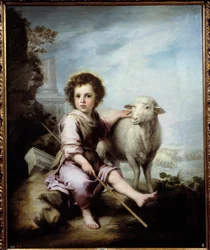 Le Bon Pasteur. Peinture de Bartolomé Murillo (1618-1682), XVIIe siècle, 1,23 x 1,01 m, musée du Prado, Madrid
