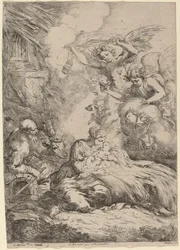 La Sainte Famille adorée par les anges La Grande Nativité