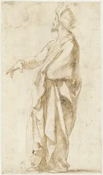 Modèle drapé, avec une main tendue