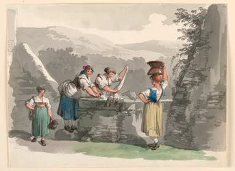Dessin, Lessive dans les montagnes près de Rome, 1807-08