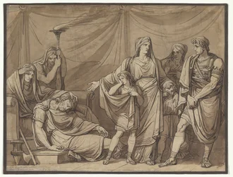La reine Tranquilla voyant le cadavre de son mari Tarquin, illustration pour l