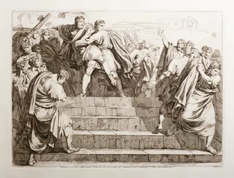 Tarquin le Superbe précipite Servius Tullius dans les escaliers du Capitole