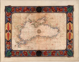Carte de la mer Noire comprenant une partie de la Roumanie, de la Bulgarie, de la Turquie, de l