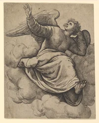 Ange assis sur un nuage