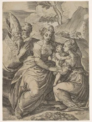 Madone et enfant avec des saints après Parmigianino