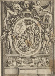 Le Jugement de Paris, un homme assis à gauche tend la main vers une femme flanquée de ..., vers 1540-80
