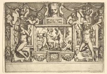 Jeune femme buvant dans un bol, une vieille femme debout devant elle, ca. 1540-80