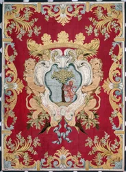 Blason de la noblesse avec un lion et un arbre. Tapisserie des manufactures de Bruxelles. 16ème siècle Gênes, Musei di Strada Nuova