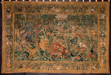 Scène de chasse Tapisserie réalisée dans les manufactures de Bruxelles. 16ème siècle Gênes, Musei di Strada Nuova