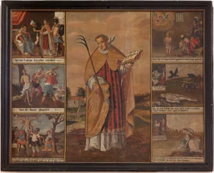 Maarke. Chapelle (Sint-Vincentiuskapel). intérieur. Peinture. Le martyre de Saint Vincent. 19ème siècle.