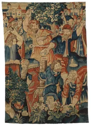Fragment de tapisserie représentant la Lapidation des Anciens, réalisée peut-être à Bruxelles, Belgique
