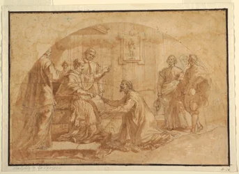 Dessin, le pape recevant un visiteur, 1590-1646