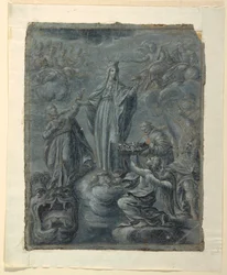 Dessin, Recto : Couronnement de la Vierge, vers 1630