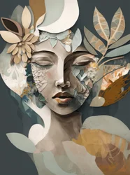 Femme sereine aux fleurs