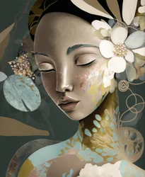 Femme sereine aux fleurs