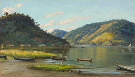 Benedito Calixto - Baie avec des bateaux, SP, 1907