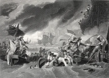 Bataille de La Hogue, gravée par W. French