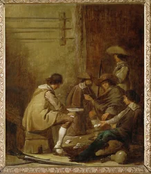 Joueurs de cartes dans un pub (peinture sur toile)