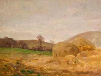 Paysage avec meules de foin