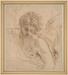 Ange (plume et encre brune sur craie noire sur papier vergé)