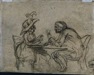 Femme et Homme Jouant aux Cartes (verso)