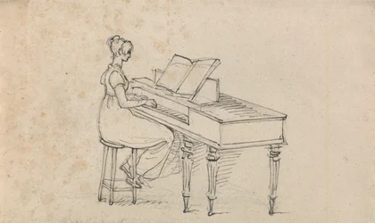 Femme au piano carré