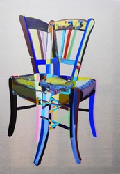 Chaise manifeste 1, 2023 (huile et acrylique sur toile mixte)