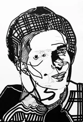 Surportrait : Simone de Beauvoir, 2019 (acrylic on paper)